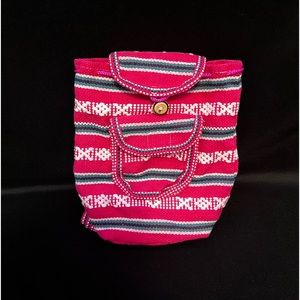 SOLD Mini pink knitted backpack bag!